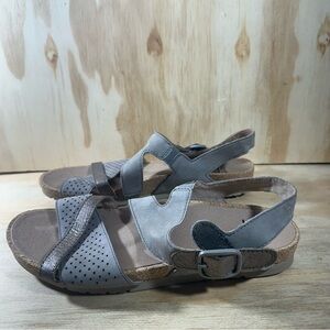 Earth Linden Laguna Gray Leather Sandals Women’s Size 9.5